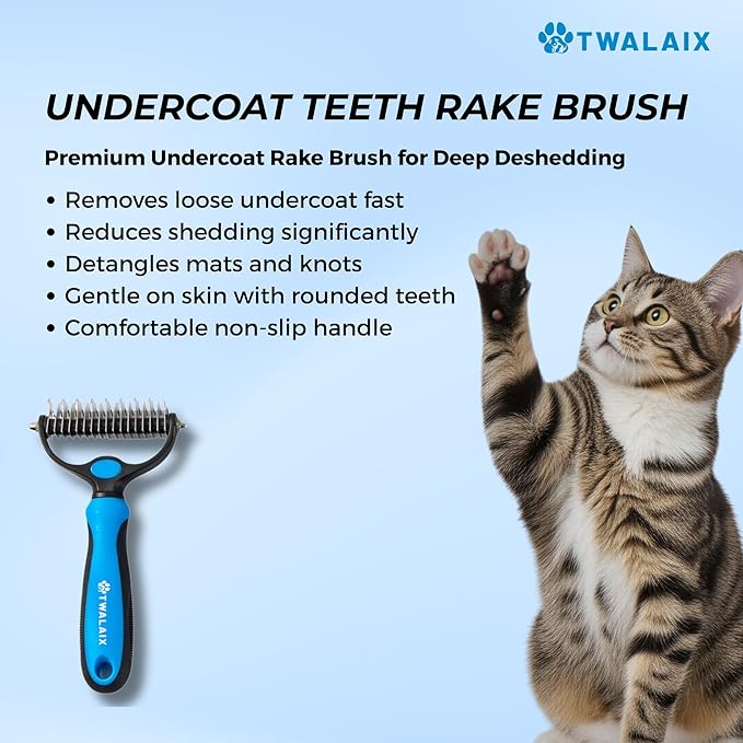 8 in 1 Pet Grooming Kit for Dogs & Cats – Deshedding Brush, Undercoat Rake, Slicker Brush, Nail Clipper, Scissors & Bath Brush for All Coat Types