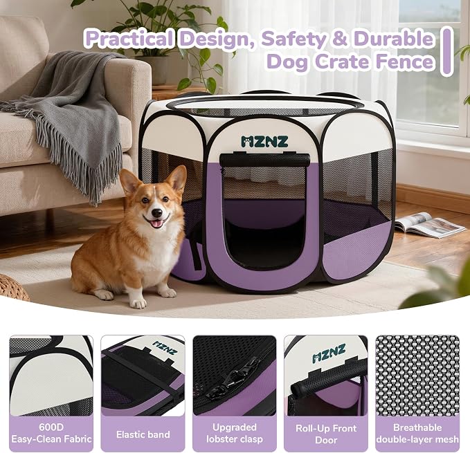 Dog Cat Small Animal Puppy Playpen Crate, Medium, Purple