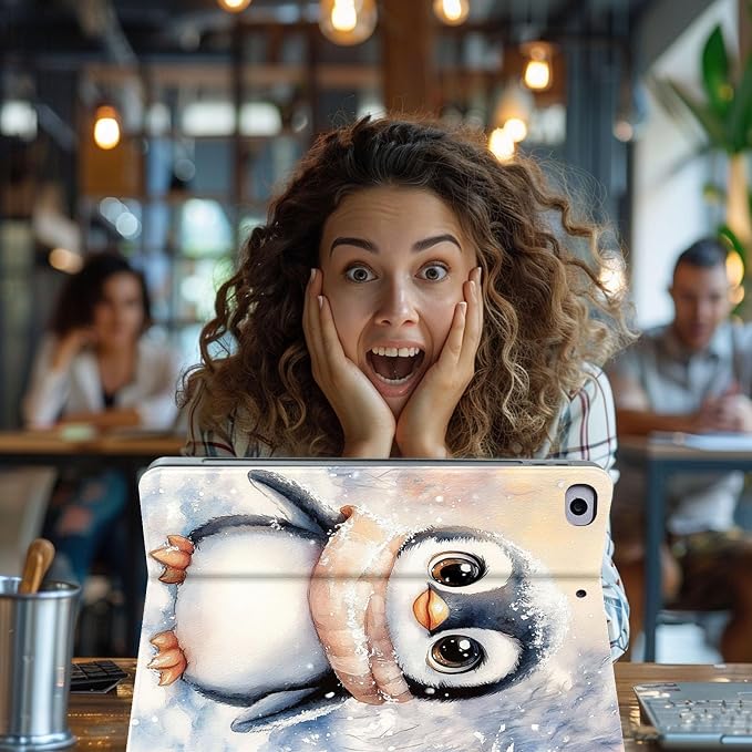 for Microsoft Surface Pro 11/10/9-13" 2024/2022 Tablet Case,Auto Wake/Sleep,Adjustable Stand Protective Cover - Cute Penguin