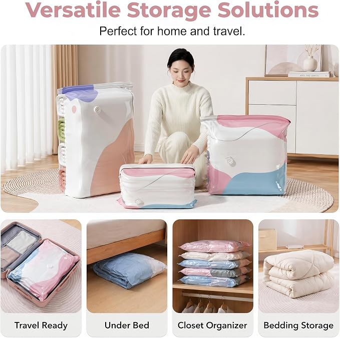 2026 New No‑Pump 3D Vacuum Storage Bags – Extra Large Heavy‑Duty Standing Cube Press & Seal for Comforters, Bedding, Clothes, No Pump（4PCS） (Large 31" × 39" × 12")