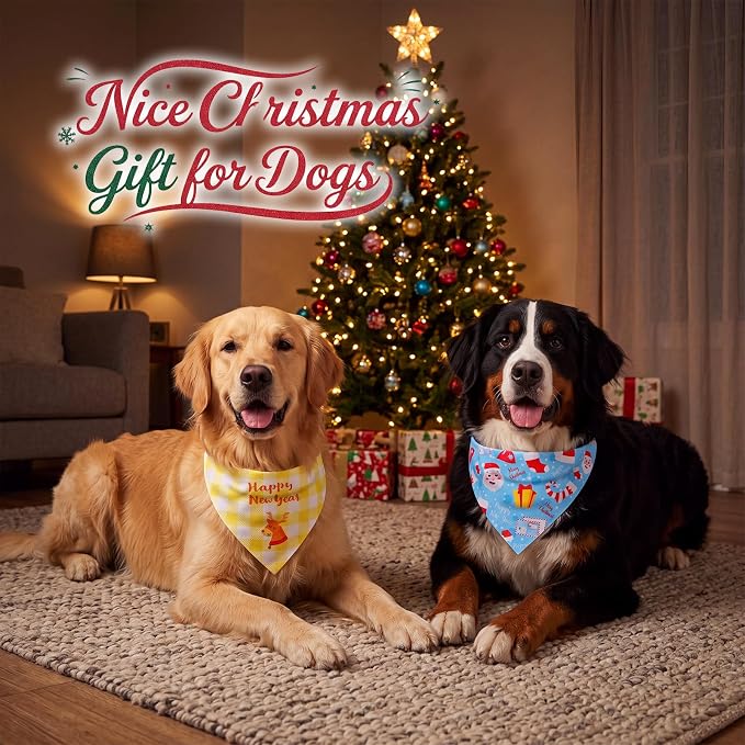 Sanwuta 60 Pcs Christmas Dog Bandanas Bulk Xmas Pet Bib Scarf, Santa Large | Adjustable Dog Bandanas, Triangle Scarf Holiday Pet Costume, Fits Small to Large Pet