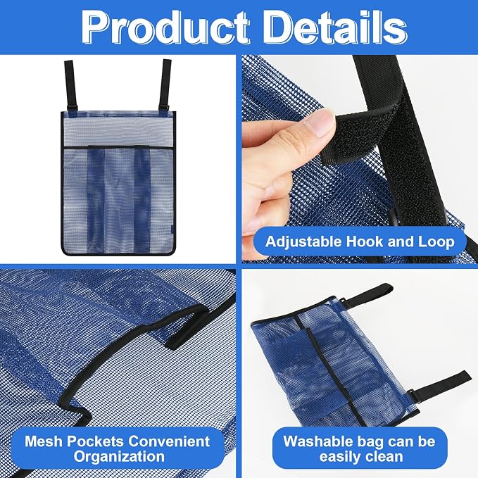 2 Pieces Trampoline Shoes Bag, Storage Mesh Bag With 2 Hook and Loop Strap, Shoe Holder, Indoor Fitness Shoes Organizer, Equipment Bag Accessories (Blue)