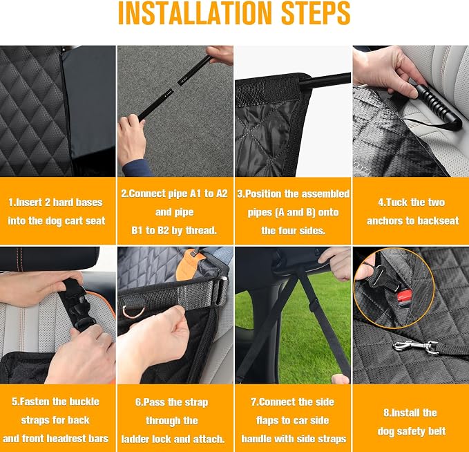 Large Dog Car Seat, Back Seat Extender for Dogs with Hard Bottom | Waterproof Medium Carseat for Dogs with 3 Mesh Windows, Pet Seat Cover for Cars, Trucks and SUVs