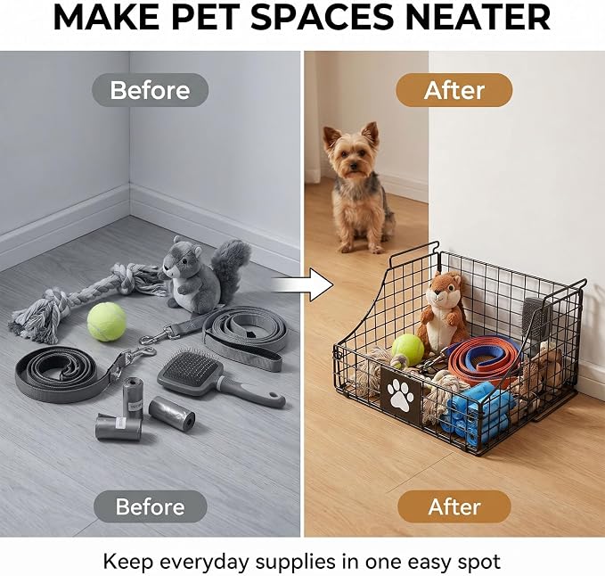 Pethiy dog organizer dog grooming bag pet dryer box DOGS Grooming Supplies | Pet Supplies Organizer Basket, Foldable Metal Wire Storage Basket for Dog Grooming Tools, Bath Supplies Organizer