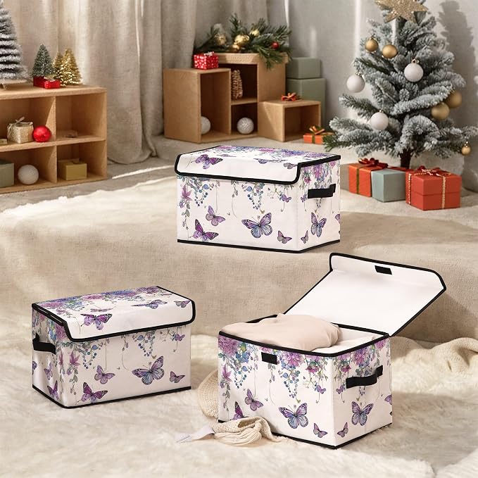 Fabric Storage Bins with Lids,Under Bed Storage Containers 3Pack | Stackable Clothes Storage Bins with Lids,Closet Organizers Fabric Box for Home and Office,Blanket Clothes Organizers