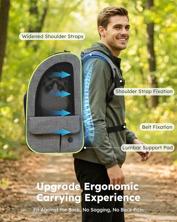 pecute Cat Backpack Expandable, Cat Carrier Backpack Breathable, Large | Durable Oxford Cloth, Lockable Zipper,Use for Pet Under 15 lbs to Travel