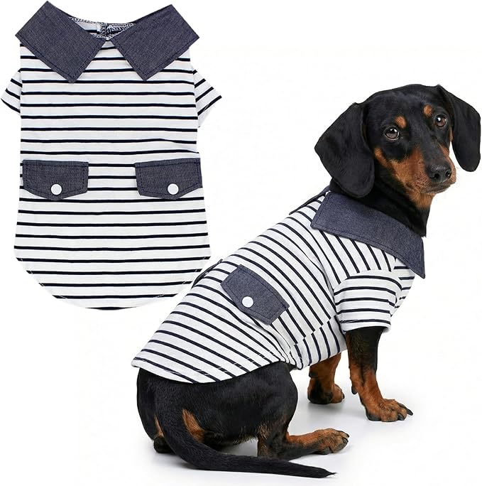Parisian Pet Preppy Boy Polo Dog Shirt – Classic Cotton Pet Apparel with Collar - Soft Breathable Puppy T-Shirt - Cute Trendy Dog Clothes - Ideal Summer Clothes for Large Dogs - Shirts for Dogs Boy