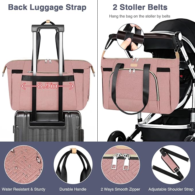 Diaper Bag Tote for Baby 7PCS, Large Mommy Bag with Portable Changing Pad | Multifunctional Hospital Bags for Labor and Delivery with Pacifier Case and Organizer Pouches,Travel Baby Bag for Boy Girl