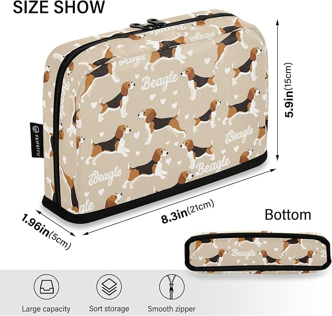 Aslsiy Large Capacity Pencil Case Cute Beagle Dog Puppy Pet Pencil Pouch for Boys Girls Portable Pen Bag Organizer Standing Makeup Bag for School Office Supplies