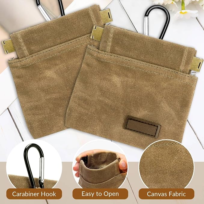 Dog Treat Pouch, Portable Auto Closing Dog Training Treat Bag with Carabiner, Hands Free Pocket Sized Snack Reward Pouch for Puppy Walking Travel Outdoor Use, Brown