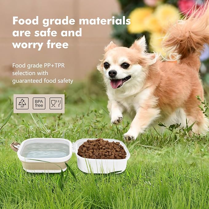 Collapsible Dog Bowls, Travel Food and Water Double Bowl for Cats & Dogs, 2-in-1 Portable BPA-Free Feeding Solution, Perfect for Traveling, Camping & Walking (S/ 60oz)