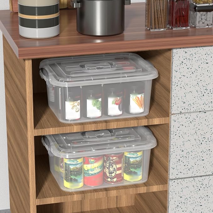 8 Quart Clear Plastic Storage Latching Box with Handle, 2 Packs | Latch Tote Bin Containers with Lids