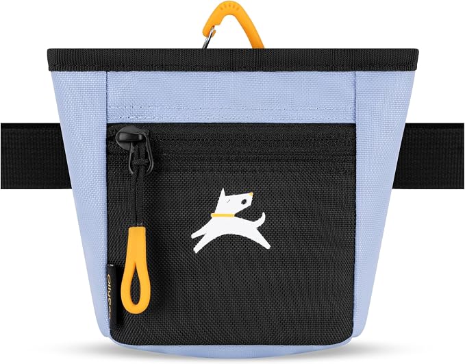 OllyDog, Goodie Treat Bag, Dog Treat Training Pouch | Magnetic Closure | 3 Ways to Wear | Hands-Free Waist Belt | Water-Resistant Recycled Vegan Fabric (Blue Heron)