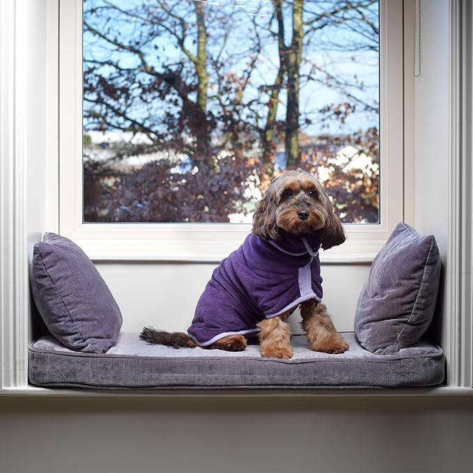 Lucky Pooch® Dog Robe - Luxurious Dog Bathrobe - Ultra Absorbent Dries Your Dogs in Minutes! Double-Layer, Super Soft Towel and Bath Robe All in One (XL, Aubergine)