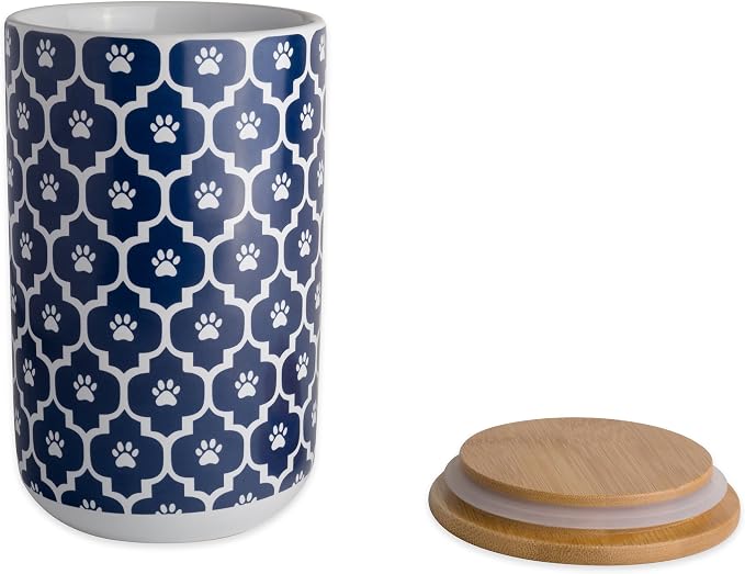 Bone Dry Lattice Collection Pet Bowl & Canister, Treat Canister, 4x6.5", Nautical Blue
