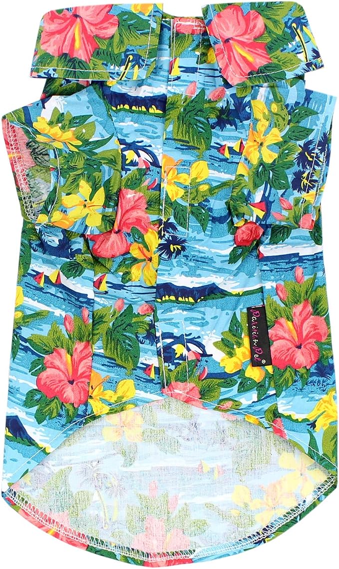 Parisian Pet Floral Dog Shirt - Cotton Clothes for Large Dogs - Stylish Dog Beach Outfit - Lightweight and Soft Puppy Clothes - Trendy Tshirts for Dogs - Comfortable Summer Vacation Pet Apparel