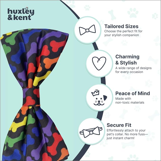 Huxley & Kent Pet Bow Tie for Dogs & Cats, Unity, Large/XLarge | Hook & Loop Attaches to Any Collar, Soft Polyester, Lightweight & Machine Washable, Perfect for Holidays & Photos