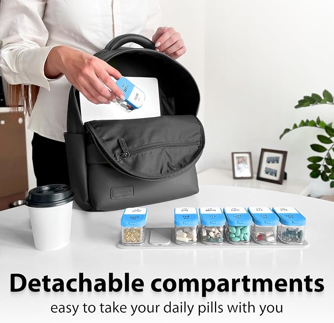 Extra Large Pill Organizer – Weekly Pill Box 7 Day AM PM for Big Vitamins & Supplements, Large Capacity Medication Dispenser with 7 Detachable Compartments, XL Pill Organizer 2 Times a Day