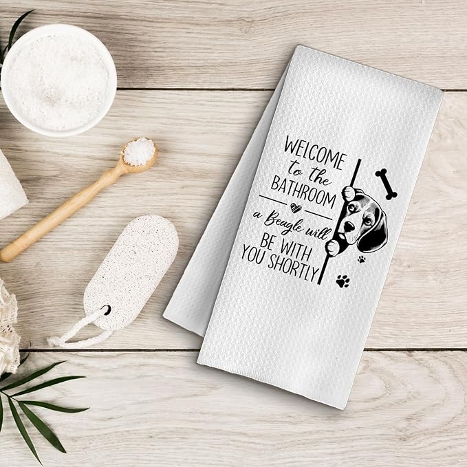 Funny Beagle Bathroom Hand Towels, Beagle Gifts for Women Men, Dog Lover Gifts Decorative Hand Towels for Bathroom Washroom Toilet Restroom, 16x24 Inches