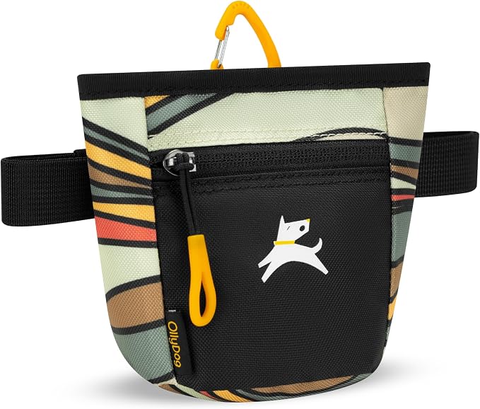 OllyDog, Goodie Treat Bag, Dog Treat Training Pouch | Magnetic Closure | 3 Ways to Wear | Hands-Free Waist Belt | Water-Resistant Recycled Vegan Fabric (Ventura '73)