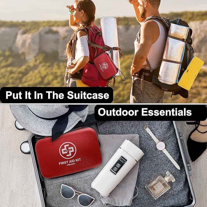 VRIEXSD Premium 320-Piece First Aid Kit, Waterproof EVA Hard Shell Case,Red | Compact Design Emergency Medical Kits with Comprehensive Supplies For Home, Camping, Car, Hiking, Travel, Businesses, Outdoor