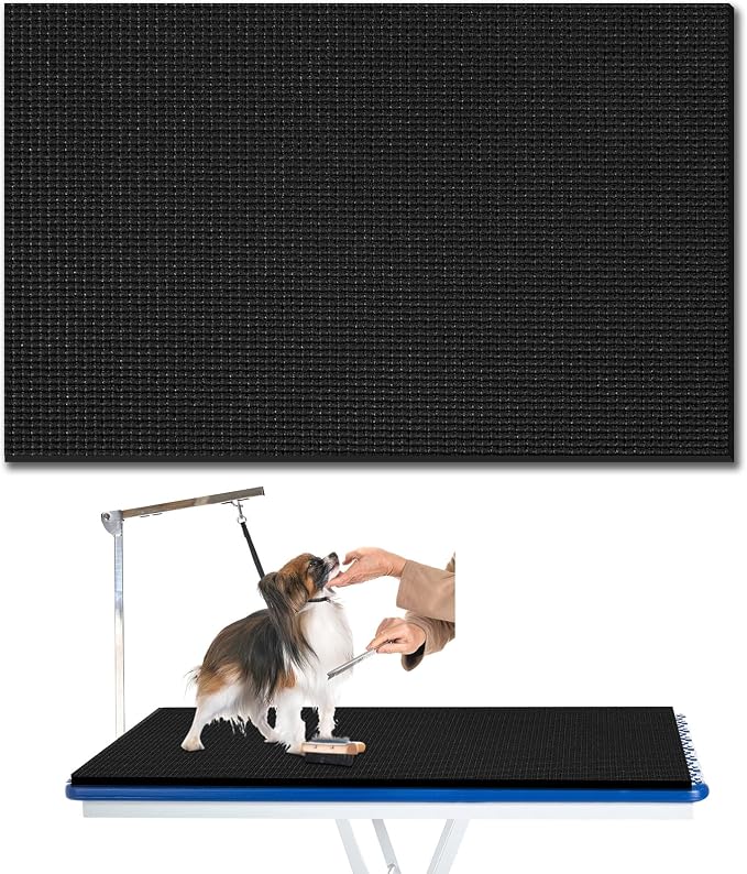Nuanchu Dog Grooming Table Mat,36 x 24 x 0.2In,Non-Slip PVC Pad, Black