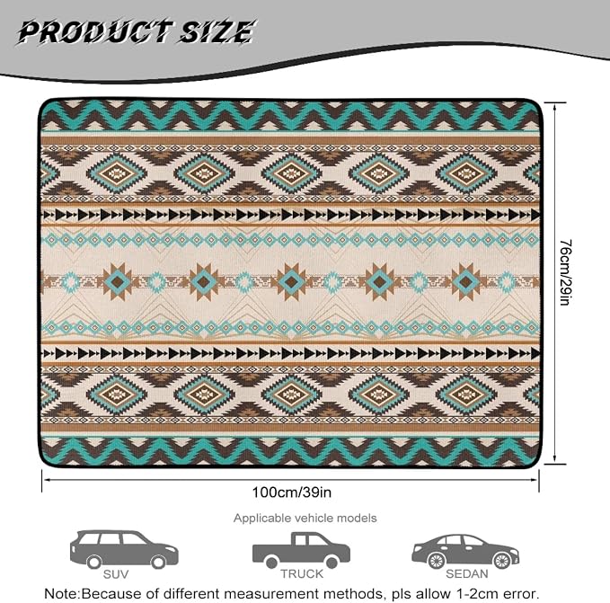 Howilath Southwestern Aztec Tribal Car Trunk Mat All Weather Cargo Liner Durable Trunk Mat for Cars, Universal Rear Trunk Protection Non-Slip Vehicle Interior Accessories 29"x39"