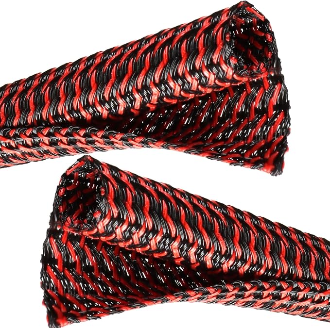 Cable Management, 16FT Wire Management Computer Cord Desk Organizer Protectors from Pets No Chew (Red Black, 5mm-(3/16"))