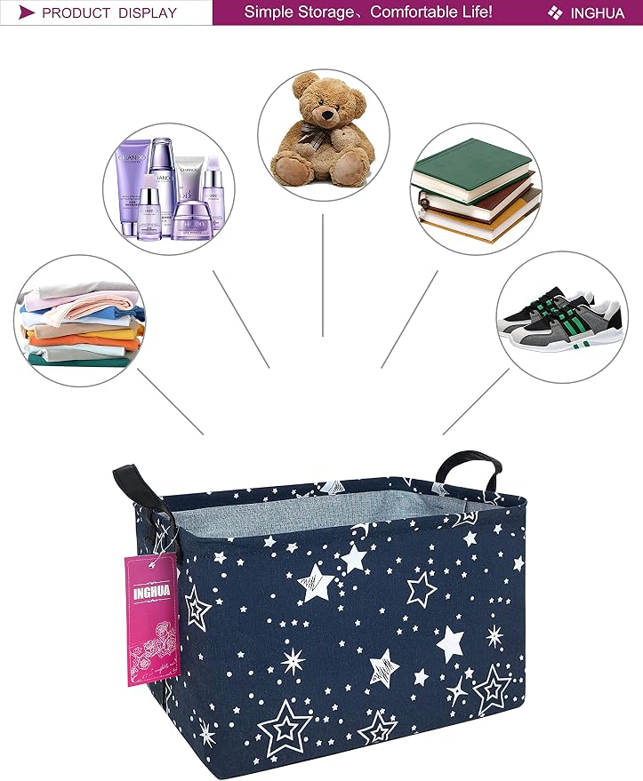 Rectangular Star Storage Basket | Gifts Bag for Toys,Books,Clothes,Gifts,Pets-Perfect for Home,Office,Nursery,Dorm,Shelf