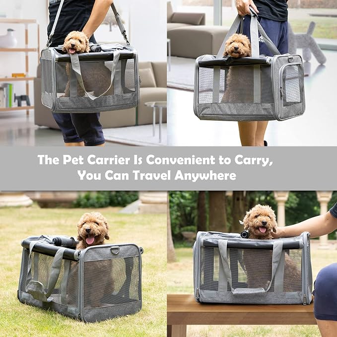 GAPZER Pet Carrier for Large Cats up to 20lbs Soft-Sided Privacy Protection | Pet Crate for Medium to Big Kitten Small Puppy Transport, Washable Dog Cloth Carry Bag Home Outdoor Car Travel, Vet Visits
