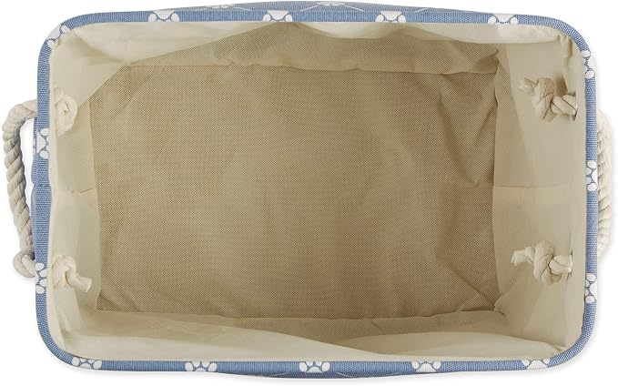 Bone Dry Pet Storage Paw and Bone, Trellis Collection, Medium Rectangle, 16x10x12, Stonewash Blue