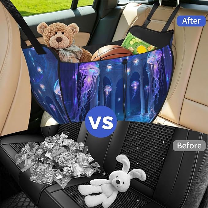 Jellyfish Palace Car Seat Organizer-Backseat Storage Bag for Travel | Waterproof Durable. Holds Snacks Gear Essentials. Fits Most Cars.