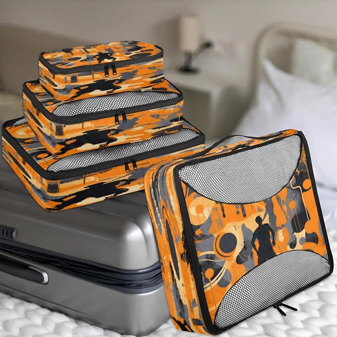 Sports Theme Packing Cubes for Travel, Luggage Packing Organizers, Sports Travel Accessories Large Toiletries Bag for Clothes Shoes Cosmetics Toiletries