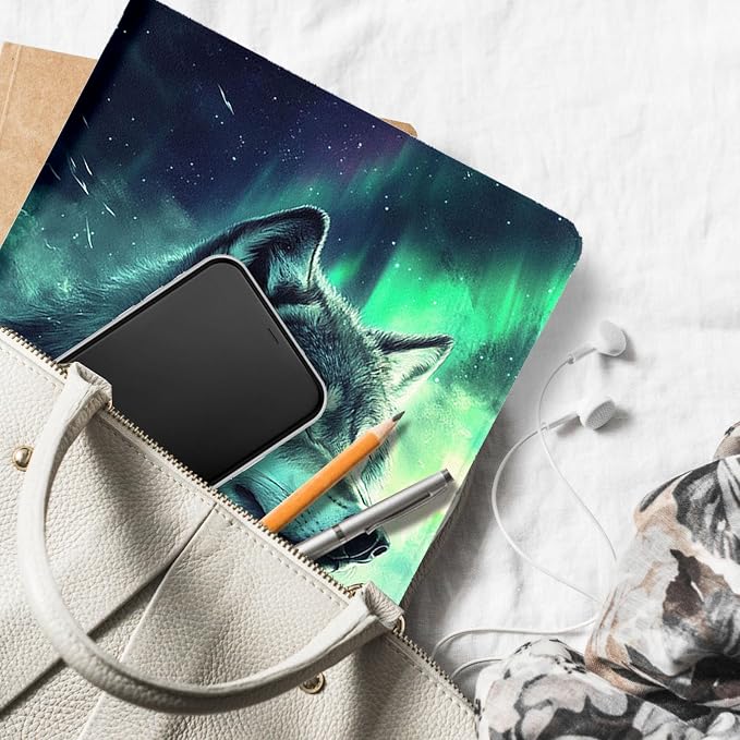 for Microsoft Surface Pro X/Pro X Plus-13 2019/2020/2021/2024 Tablet Case,Auto Wake/Sleep,Adjustable Stand Protective Cover - Wolf Northern Lights
