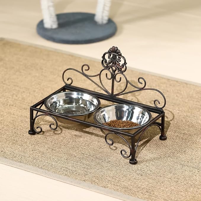 3.54" H Elevated Dog Bowls, Metal Raised Dog Bowl, Cats Bowls with Stand | Dog Bowls with Double Stainless Steel, Pet Feeder for Food and Water Lifted, Elevated Pets Bowl Holder