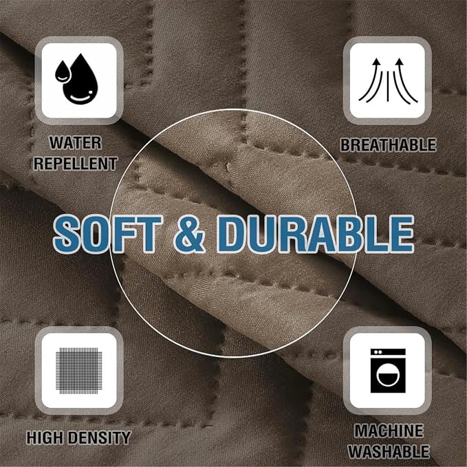 2Pcs Armrest Chair Covers for Sofa Waterproof Couch Arm Covers Armchair Covers for Arms Sofa Arm Covers Sofa Armrest Organizer for Magazine,Tablet,Phone (Taupe)