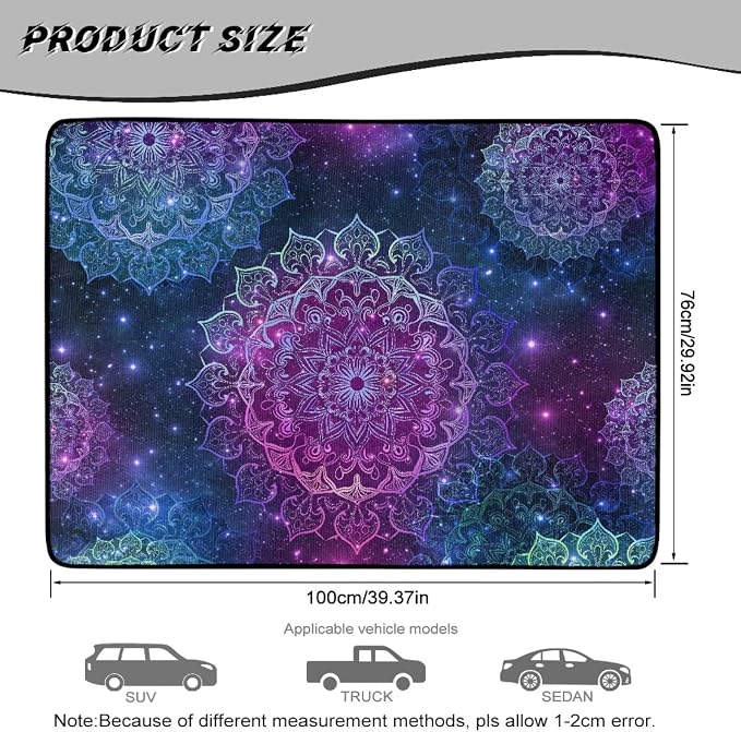 Howilath Galaxy Purple Mandala Car Trunk Mat All Weather Cargo Liner Non-Slip Rear Trunk Protection Polyester Carpet for SUV Sedan Truck 29"x39"