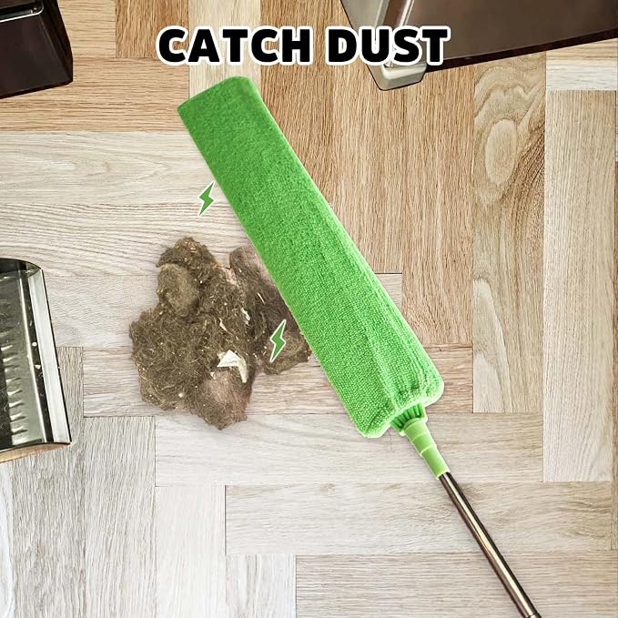 Retractable Gap Dust Cleaner Under Appliance Cleaning Tool, Bafezoze Flat Duster for Under Refrigerator Fridge Stove Couch Bed, Skinny Thin Duster for Tight Spaces