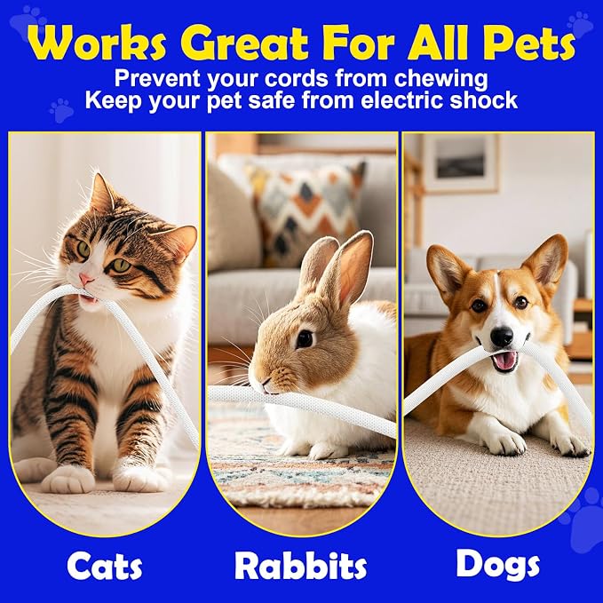 UOMTFAI Cord Protector from Pets No Chew 1” 10ft Cable Sleeve White | Wire Protector, Cord Sleeve, Cord Management for HDMI, Charging Cable, USB