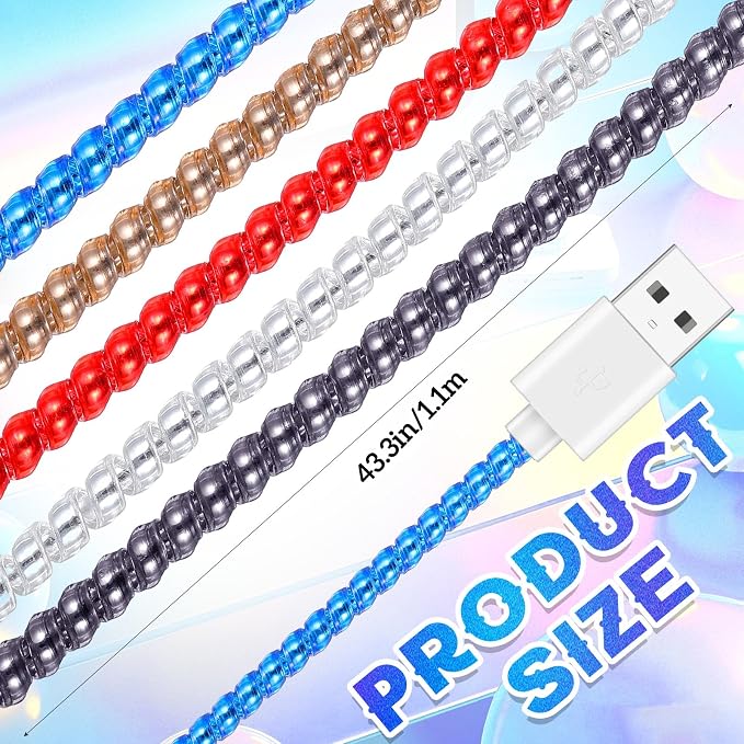 Friends 10 Pcs Cord Protectors from Pets No Chew 43.3'',Cool Colors | Spiral Cable Protector, Phone Charger Cover, Data Cable Protective Sleeve Chew Proof, USB Wire Cover Stylish, Cat Dog Rabbit