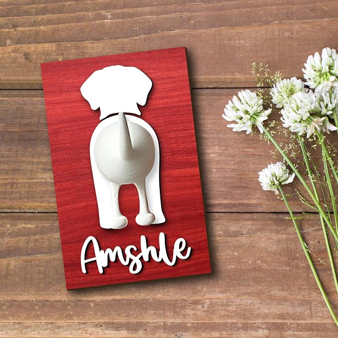 Personalized Dog Leash Holder for Wall, Custom 3D Dog Butt Leash Holder with Name, Hooks for Leashes, Keys, Collars, Christmas Birthdays Housewarming Gift for Pet Lovers (Style-1)