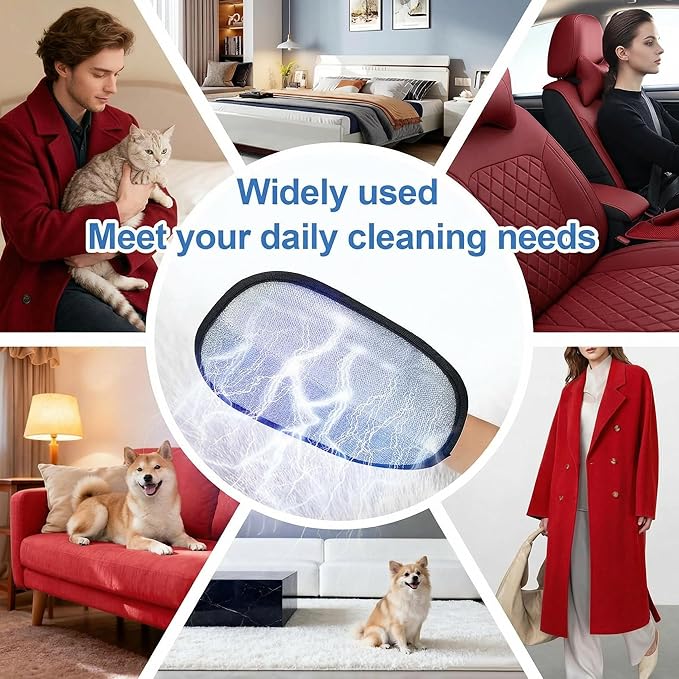 2Pcs Pet Hair Removal Glove, Upgraded Five-Finger Electrostatic Cat Brush & Dog Brush for Laundry, Couch, Carpet, Car Seat | Reusable Pet Hair Remover Tool
