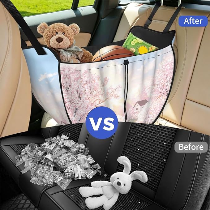 Garden pattern Car Seat Organizer-Backseat Storage Bag for Travel | Waterproof Durable. Holds Snacks Gear Essentials. Fits Most Cars.