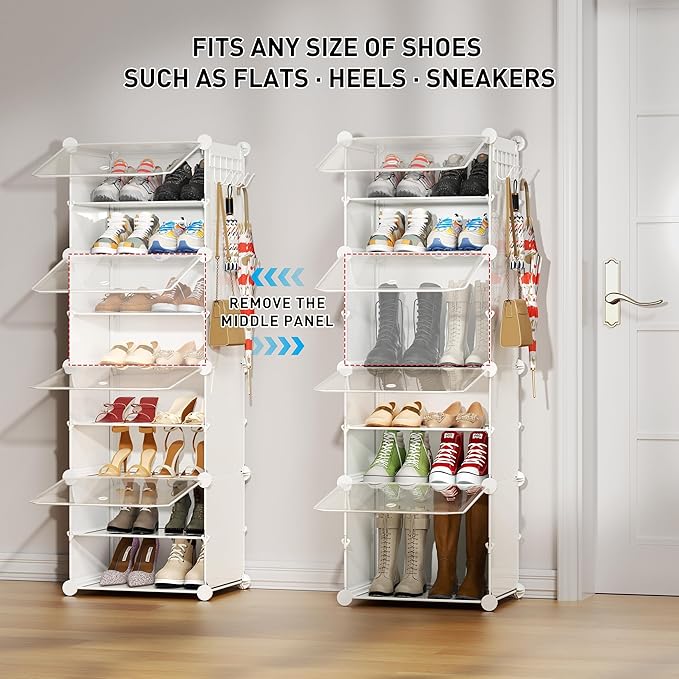 Shoe Storage,8 Tier Shoe Rack Organizer for Closet Shoe Cabinet with Door Shoe Shelves for Closet,Entryway,Hallway,Bedroom