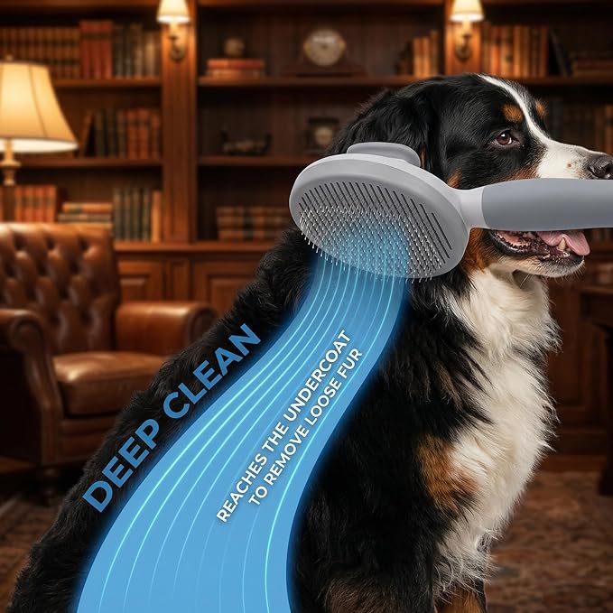 Cat Brush for Shedding for Indoor Cats & Dog Brush for Shedding - Perfect for Long & Short Haired Pets,Pet Brush for Dogs and Cats - Deshedding & Grooming Tool (Blue)