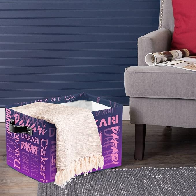 Personalized Storage Bins with Name Custom Kids Storage Basket Cubes Organizer with Handles for Organizing Boys and Girls Toys Shelf Closet Nursery Baskets Boxes, 1 Pack