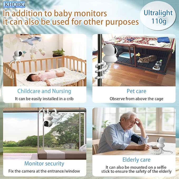 Flexible Octopus Camera Tripod Stand with HelloBaby HB6550/ HB6560/ HB65/ HB40/ HB6339/ HB66, ANMEATE SM935E Monitor,with Base for TP-Link Tapo C200 C210 C220,No Drilling Universal Holder