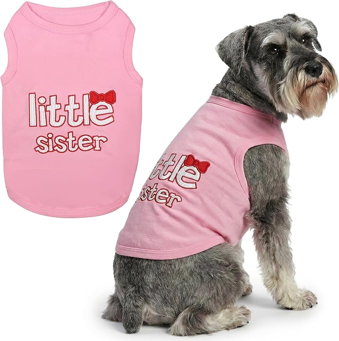 Parisian Pet Dog Shirt - 100% Cotton Shirts for Large Dogs - Pink Sleeveless Girl Pet Clothes - Lightweight and Breathable Puppy Clothes - Stretchy Dog Apparel for Little Sister Dogs