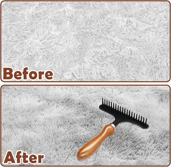 HINGTAI Portable Carpet Rake, Matted & Shag Rug Rake, 6.0 x 4.3 inches, Black