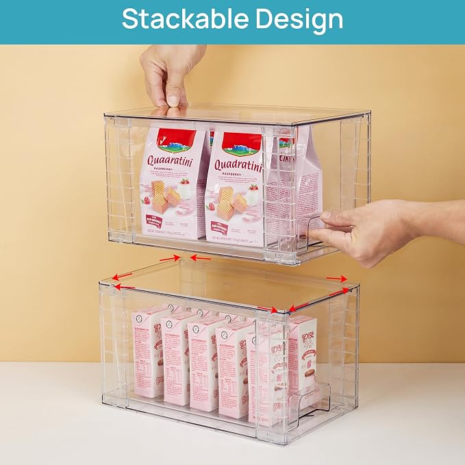 Vtopmart 8 Pack Stackable Clear Pantry Storage Drawers, Large